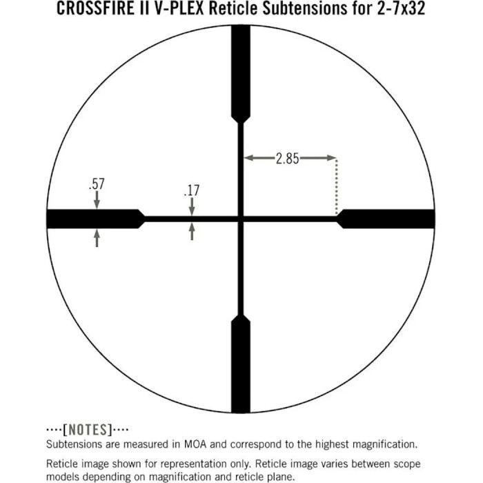 Приціл оптичний VORTEX Crossfire II 2-7x32 Rimfire V-Plex MOA (CF2-31001R)