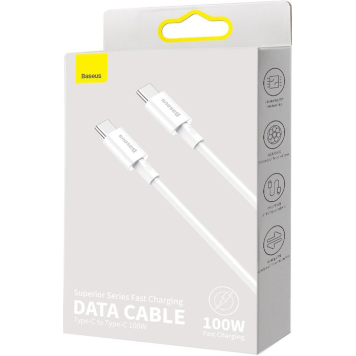 Кабель BASEUS Superior Series Fast Charging Data Cable Type-C to Type-C 100W 1м White (CATYS-B02)