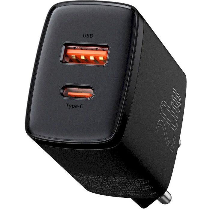 Зарядний пристрій BASEUS Compact Quick Charger U+C 20W Black (CCXJ-B01)