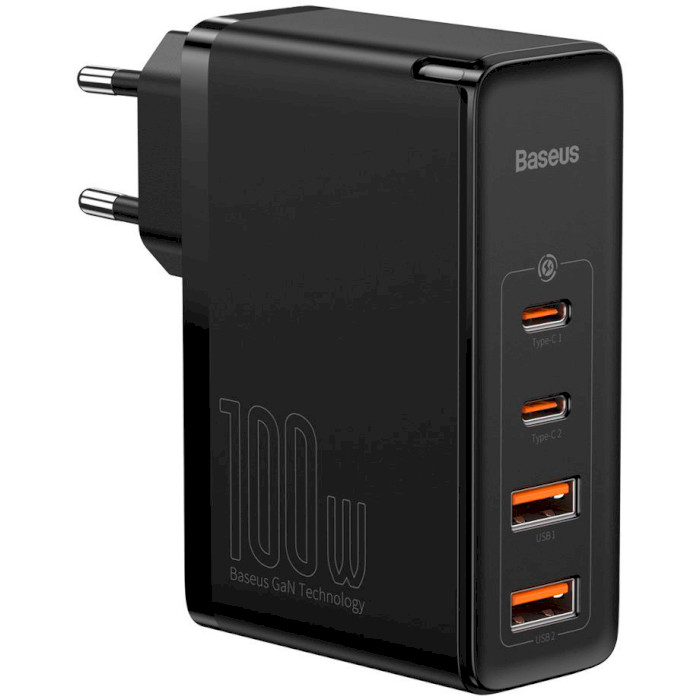 Зарядний пристрій BASEUS GaN2 Pro Quick Charger 2C+2U 100W Black w/Type-C to Type-C cable (CCGAN2P-L01)