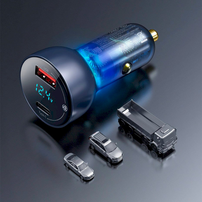 Автомобильное зарядное устройство BASEUS Particular Digital Display QC+PPS Dual Quick Charger 65W Dark Gray (CCKX-C0G)