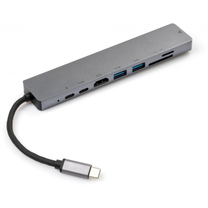 Порт-реплікатор VINGA Type-C to HDMI + 2 x USB-A + LAN + SD + 2 x Type-C (VCPATC2U3CRLNHIPDGR)