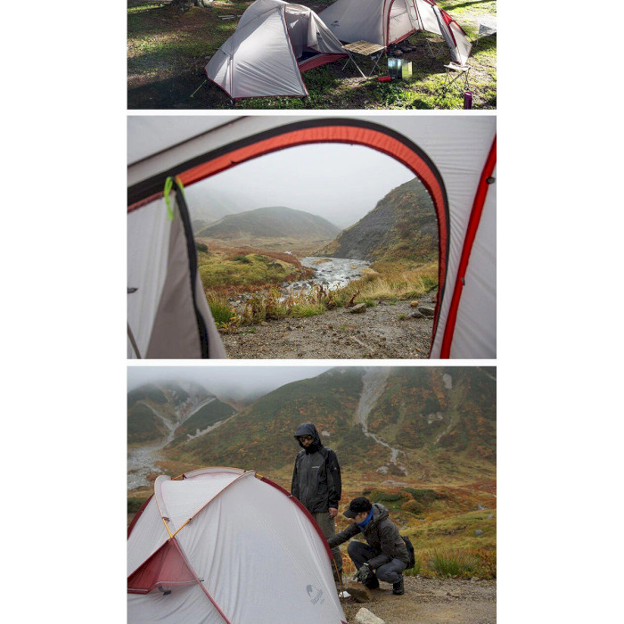 Палатка 4-местная NATUREHIKE Hiby 4 Gray/Red (NH19ZP005)