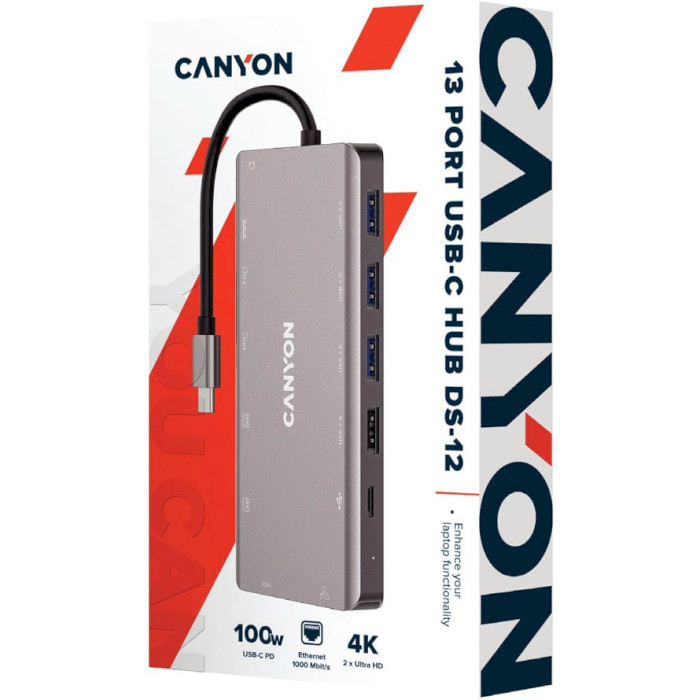 Порт-репликатор CANYON DS-12 USB-C Multiport Hub 13-in-1 (CNS-TDS12)