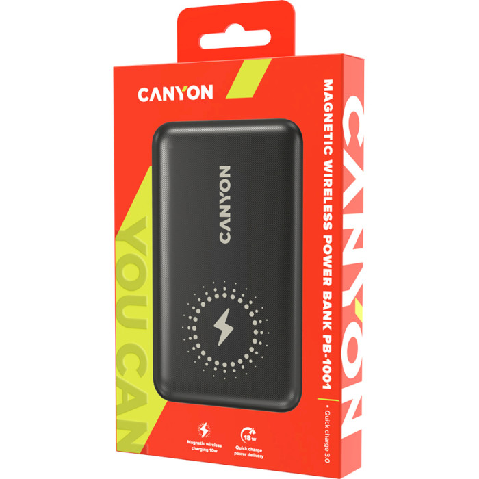 Повербанк з бездротовою зарядкою CANYON CNS-CPB1001 10000mAh Black