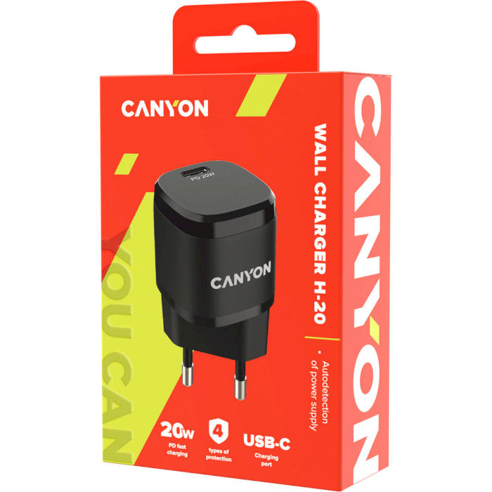Зарядний пристрій CANYON H-20-05 1xUSB-C, PD3.0, 20W Black (CNE-CHA20B05)