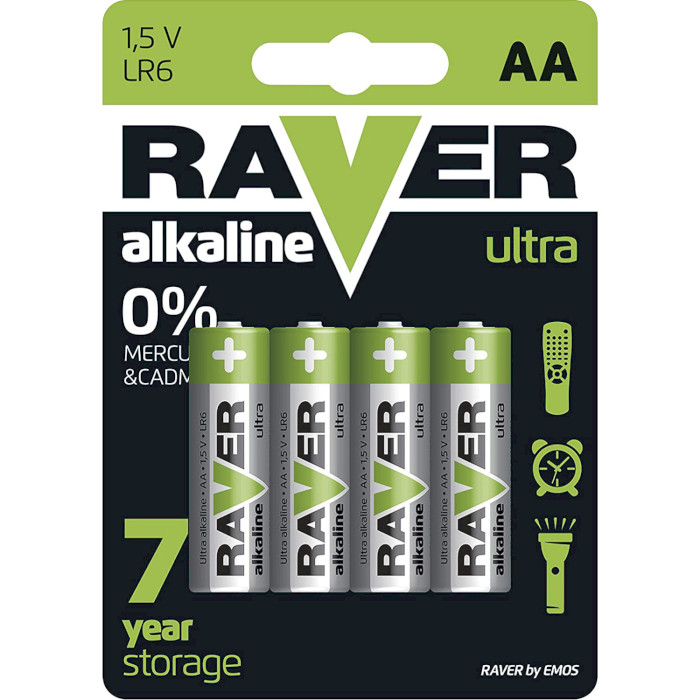 Батарейка RAVER by EMOS Ultra Alkaline AA 4шт/уп
