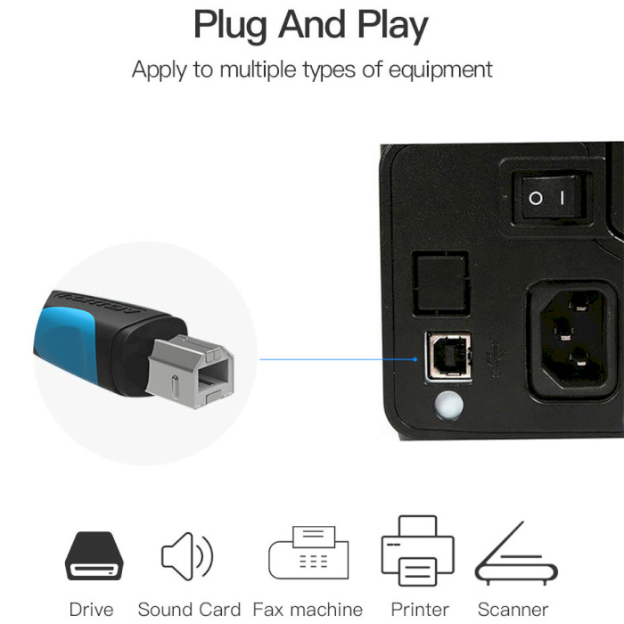 Кабель VENTION USB AM/BM 2м Black (VAS-A16-B200)