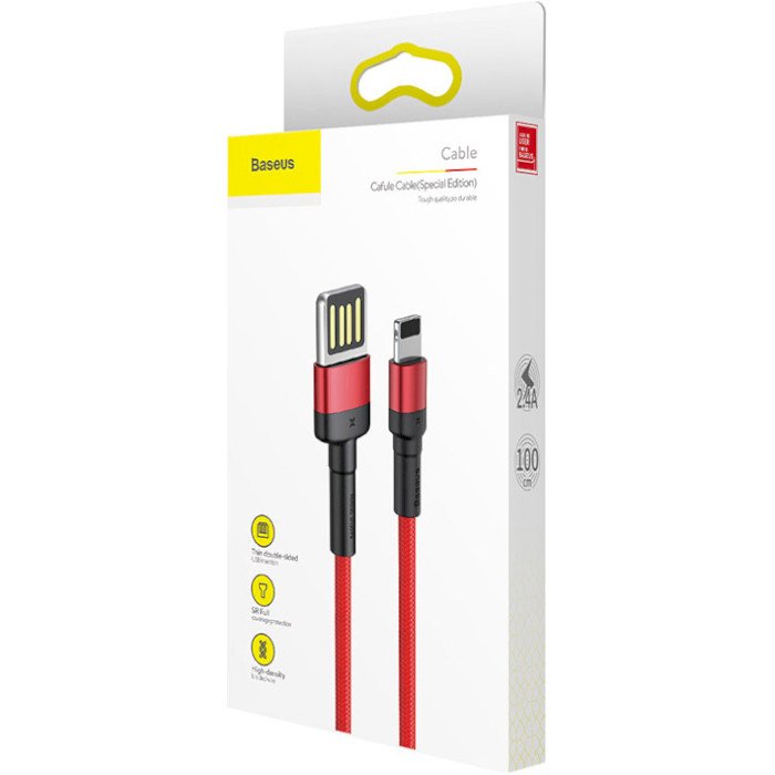 Кабель BASEUS Cafule Cable Special Edition USB for Lightning 1м Red (CALKLF-G09)