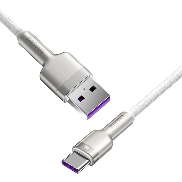 Кабель BASEUS Cafule Metal Data Cable USB to Type-C 66W 2м White (CAKF000202)