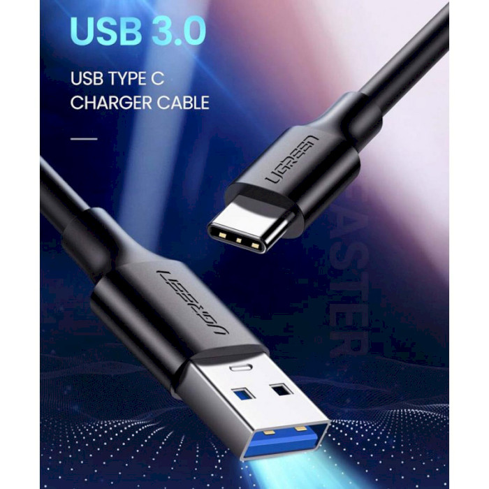Кабель UGREEN US184 USB-A to Type-C QC3.0 0.5м Black (20881)