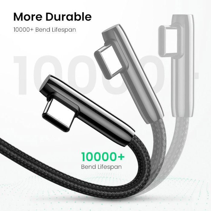 Кабель UGREEN US313 Right Angle USB-C to USB-A Cable 1м (70413)