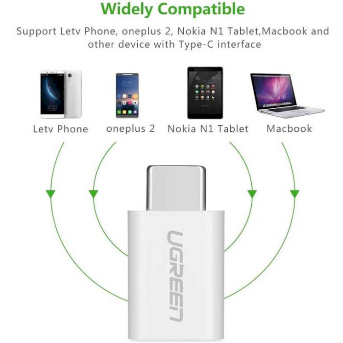 Адаптер OTG UGREEN US157 Type-C to Micro USB White (30154)
