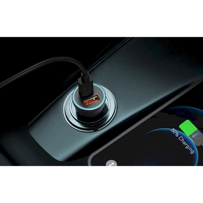 Автомобільний зарядний пристрій BASEUS Golden Contactor Pro Dual Quick Car Charger U+U 40W Dark Gray (CCJD-A0G)