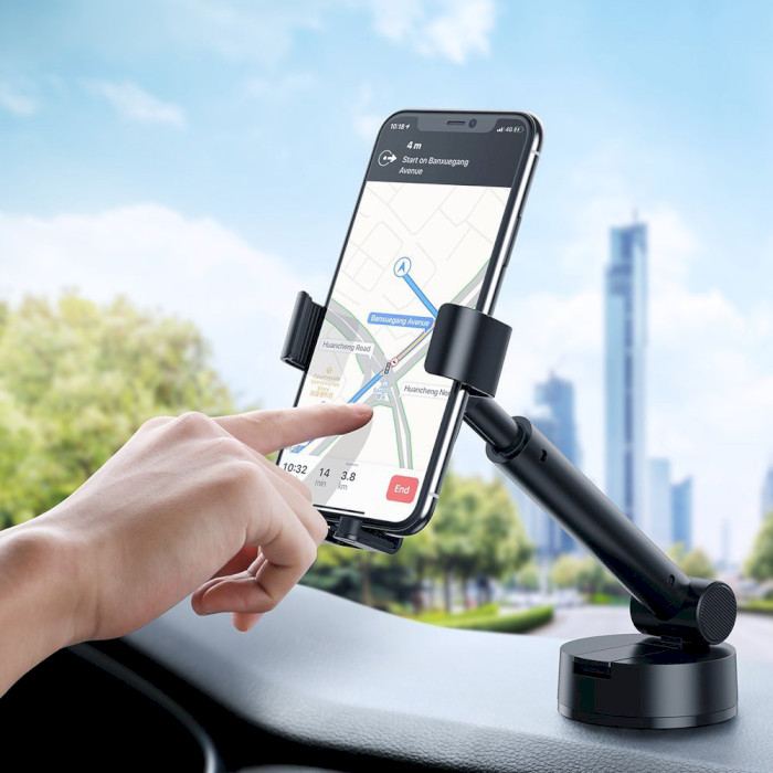 Автодержатель для смартфона BASEUS Simplism Gravity Car Mount Holder With Suction Base Black (SUYL-JY01)