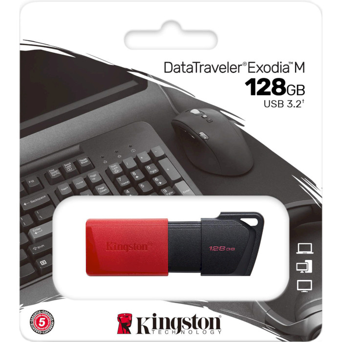 Флэшка KINGSTON DataTraveler Exodia M USB3.2 128GB Black/Red (DTXM/128GB)