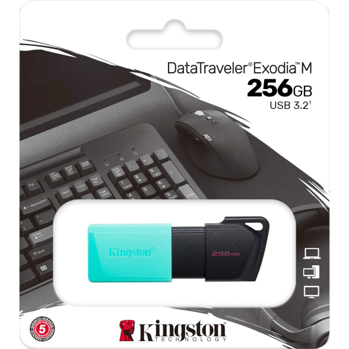 Флэшка KINGSTON DataTraveler Exodia M 256GB USB3.2 Black/Teal (DTXM/256GB)