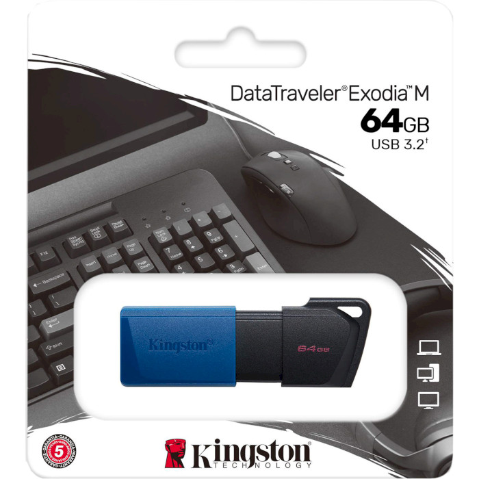 Флешка KINGSTON DataTraveler Exodia M 64GB Black/Blue (DTXM/64GB)