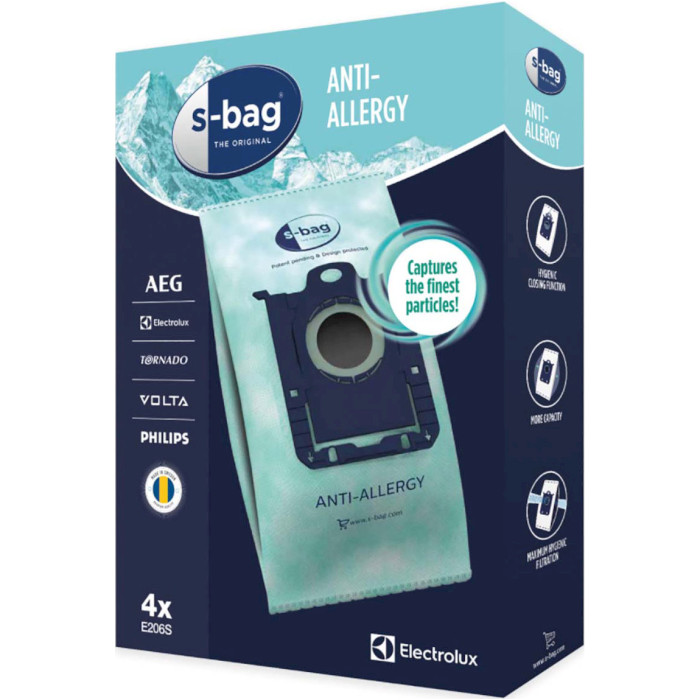 Мішок-пилозбірник ELECTROLUX S-Bag Anti-Allergy E206S 4шт (900168460)