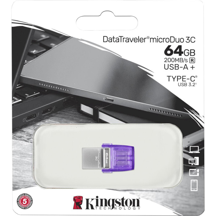 Флэшка KINGSTON DataTraveler microDuo 3C G3 64GB (DTDUO3CG3/64GB)