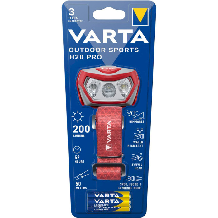 Фонарь налобный VARTA Outdoor Sports H20 Pro (17650101421)