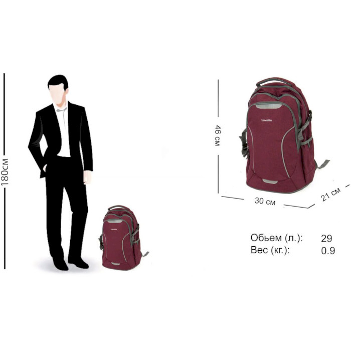 Шкільний рюкзак TRAVELITE Basics TL096312-70 Bordeaux