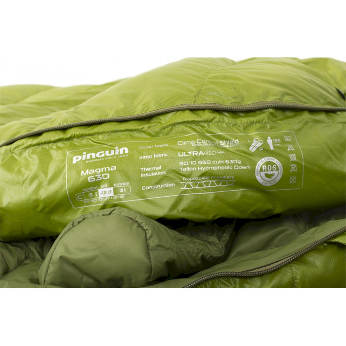 Спальный мешок PINGUIN Magma 630 195 -12°C Green Left (243345)