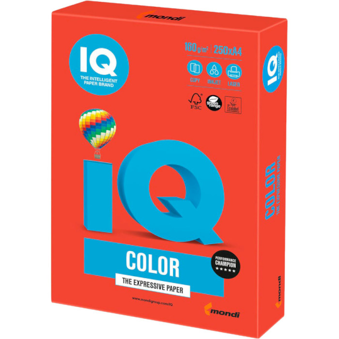 Офисная цветная бумага MONDI IQ Color Intensive Coral Red A4 160г/м² 250л (CO44/A4/160/IQ)