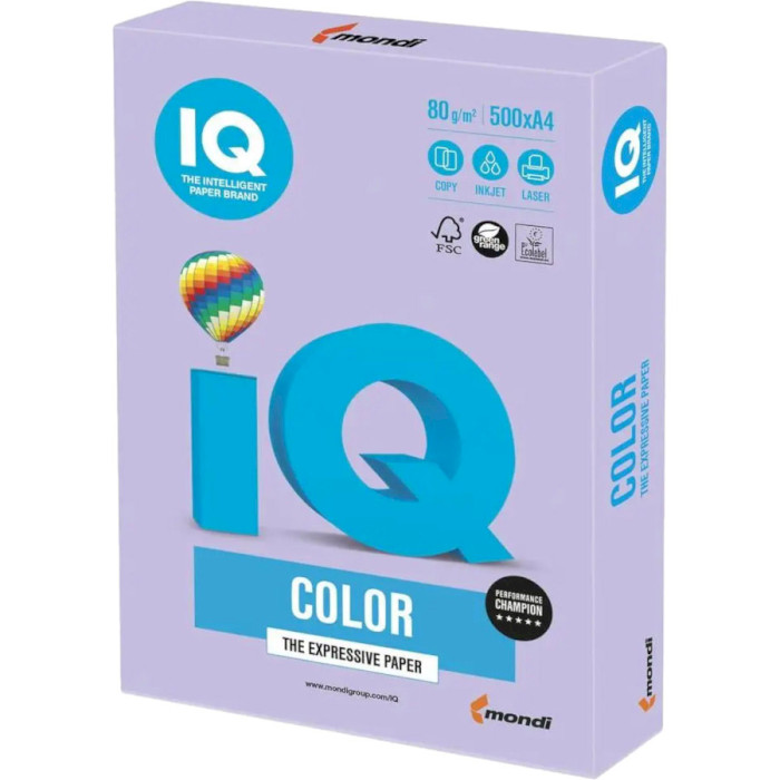 Офісний кольоровий папір MONDI IQ Color Trend Pale Purple A4 80г/м² 500арк (LA12/A4/80/IQ)