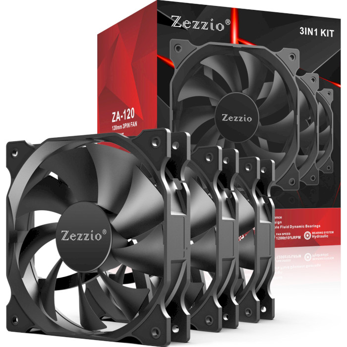 Комплект вентиляторів ZEZZIO ZA-120 3-Pack