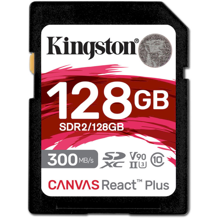 Карта памяти KINGSTON SDXC Canvas React Plus 128GB UHS-II U3 V90 Class 10 (SDR2/128GB)