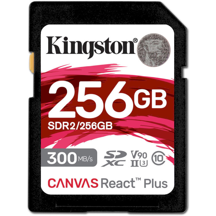 Карта памяти KINGSTON SDXC Canvas React Plus 256GB UHS-II U3 V90 Class 10 (SDR2/256GB)
