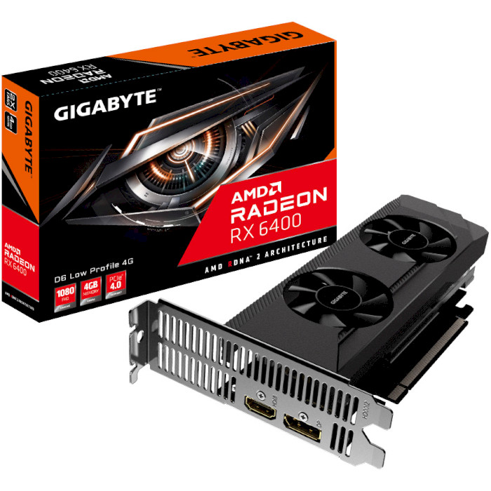Відеокарта GIGABYTE Radeon RX 6400 D6 Low Profile 4G (GV-R64D6-4GL)