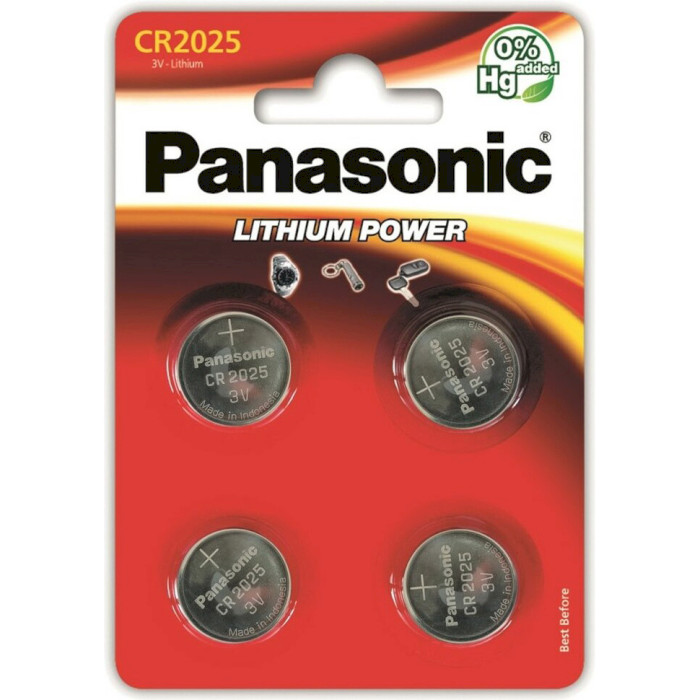 Батарейка PANASONIC Lithium Power CR2025 4шт/уп (CR-2025EL/4B)