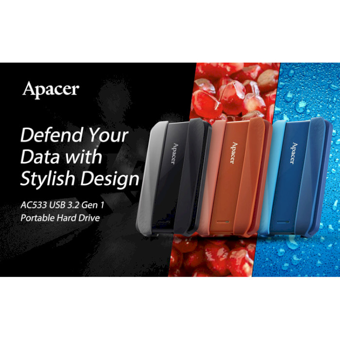 Внешний жёсткий диск APACER AC533 1TB USB3.2 Vibrant Blue (AP1TBAC533U-1)