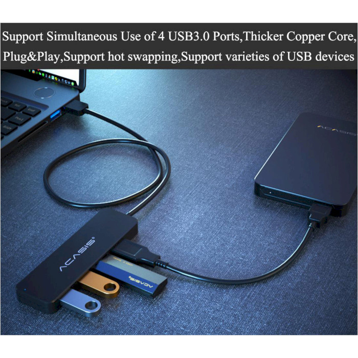 USB хаб ACASIS AB3-L46 4-Port Black