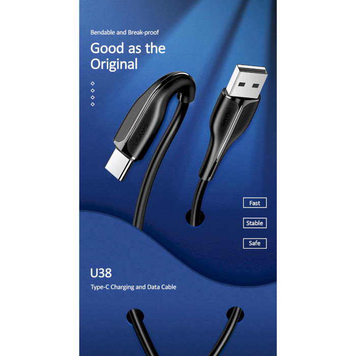 Кабель USAMS US-SJ372 U38 Data and Charging Type-C Cable 1м Black (SJ372USB01)