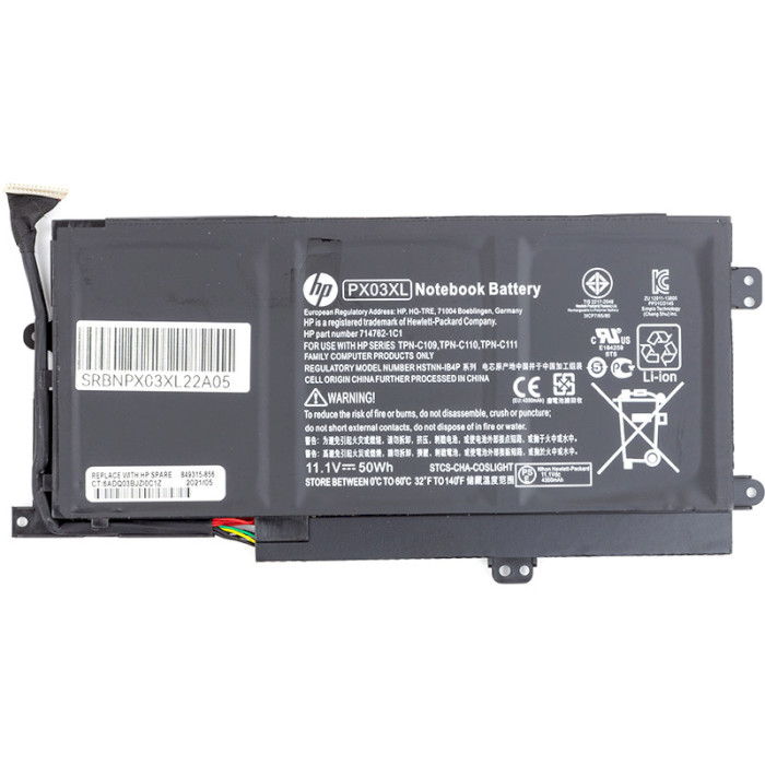 Акумулятор POWERPLANT для ноутбуків HP Envy 14 Ultrabook (PX03XL) 11.1V/4504mAh/50Wh (NB461059)