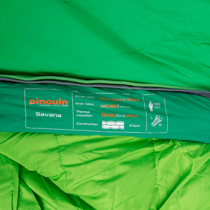 Спальный мешок PINGUIN Savana PFM 185 0°C Green Right (236248)