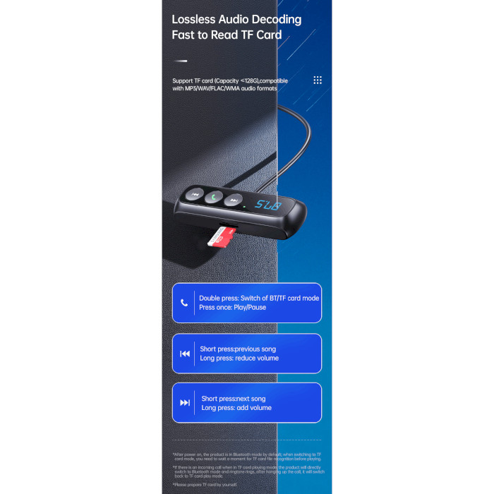 Bluetooth аудио адаптер USAMS US-SJ503 Car Digital Display FM Wireless Audio Receiver (SJ503JSQ01)