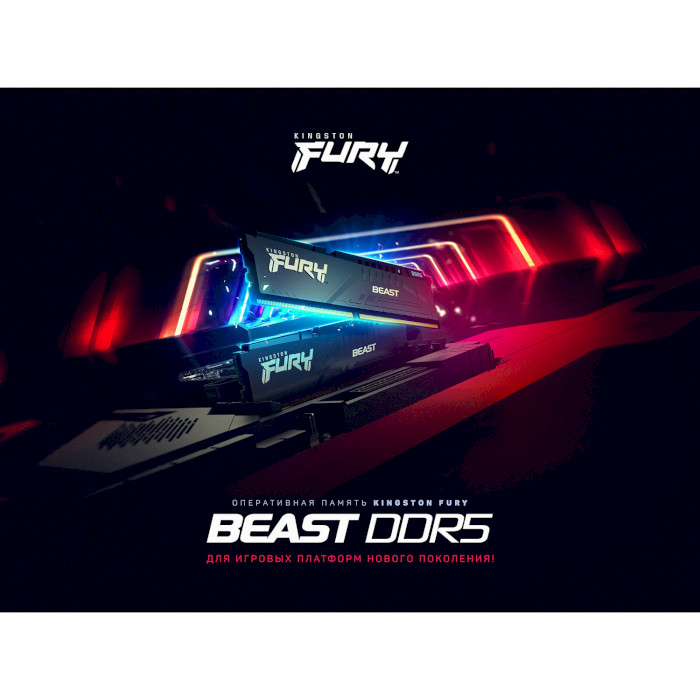 Модуль памяти KINGSTON FURY Beast Black DDR5 5600MHz 64GB Kit 2x32GB (KF556C40BBK2-64)