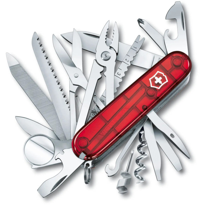 Швейцарський ніж VICTORINOX Swiss Champ Transparent Red (1.6795.T)