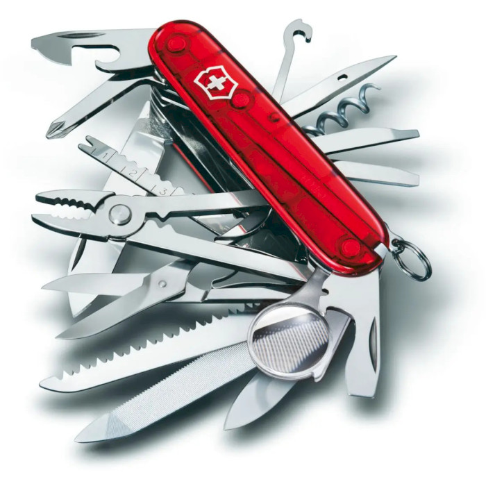 Швейцарський ніж VICTORINOX Swiss Champ Transparent Red (1.6795.T)