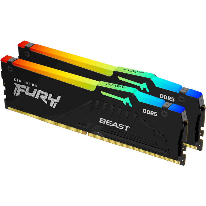 Модуль пам'яті KINGSTON FURY Beast RGB Black DDR5 5600MHz 16GB Kit 2x8GB (KF556C40BBAK2-16)