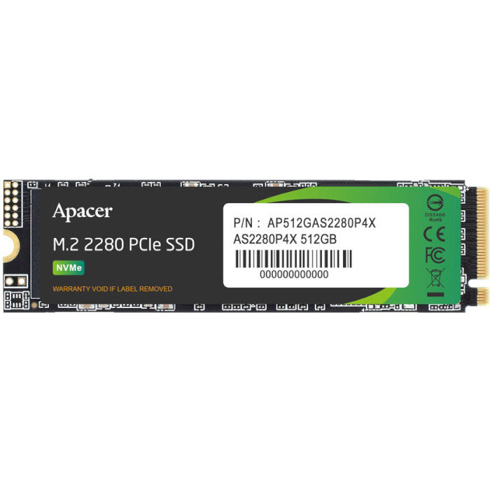 SSD диск APACER AS2280P4X 512GB M.2 NVMe (AP512GAS2280P4X-1)