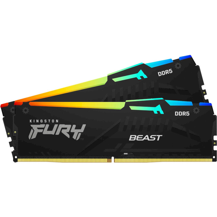 Модуль пам'яті KINGSTON FURY Beast RGB Black DDR5 6000MHz 16GB Kit 2x8GB (KF560C40BBAK2-16)