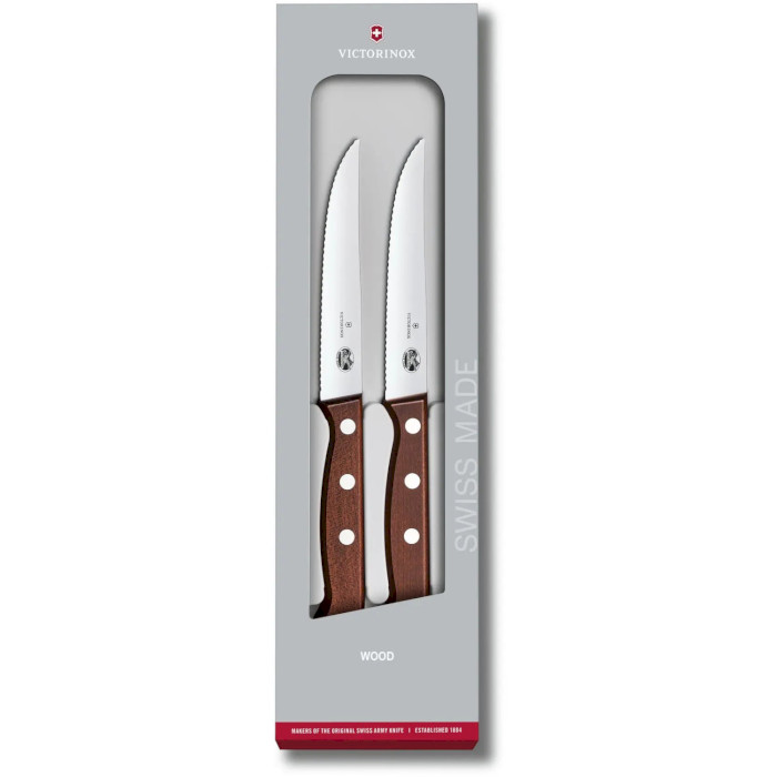 Набір кухонних ножів VICTORINOX Wood Steak Knife Set 2пр (5.1230.12G)