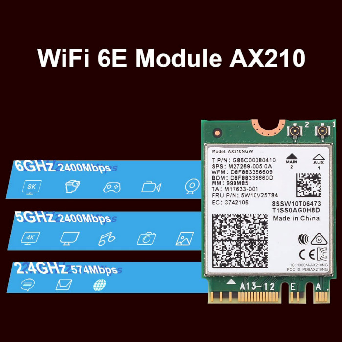 Wi-Fi адаптер INTEL Dual Band Wireless 802.11ax + BT5.2 AX210 M.2 (AX210.NGWG)