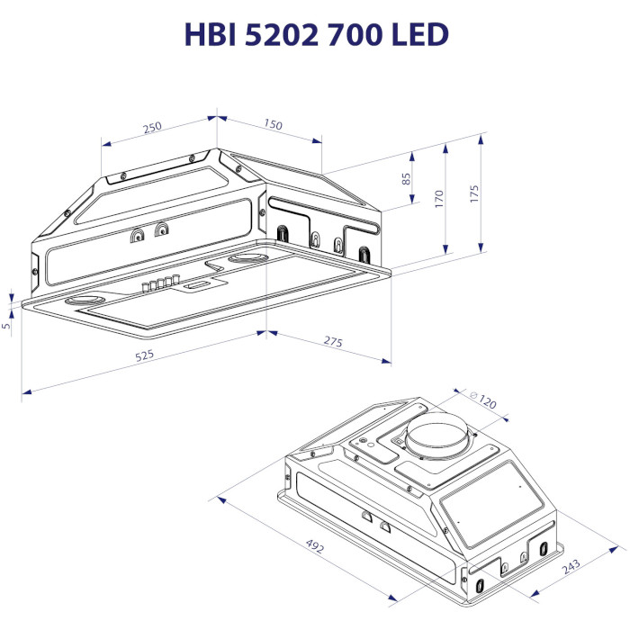 Витяжка MINOLA HBI 5202 IV 700 LED