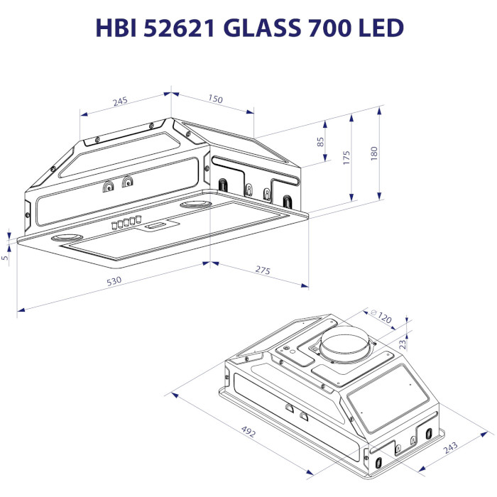 Вытяжка MINOLA HBI 52621 BL GLASS 700 LED